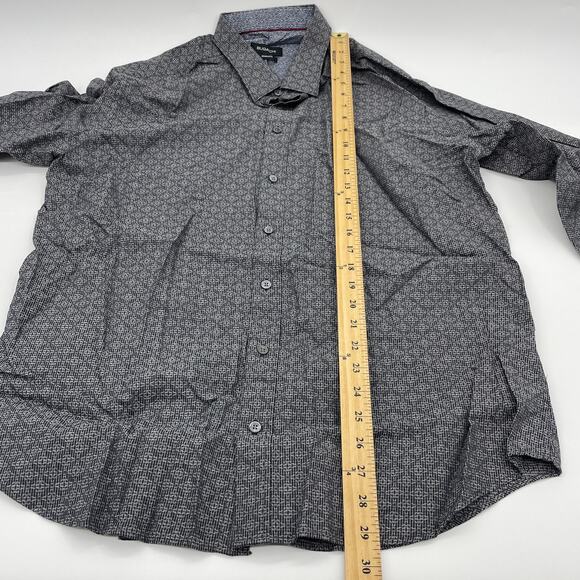 BUGATCHI Mens Button Up Long Sleeve Shirt Size XXL Cotton Micro Pattern Office - Picture 8 of 9